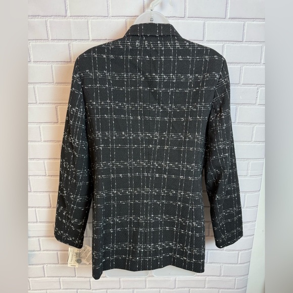 Bar IlI Women's Metallic Plaid black One-Button Blazer/size L - Picture 9 of 15